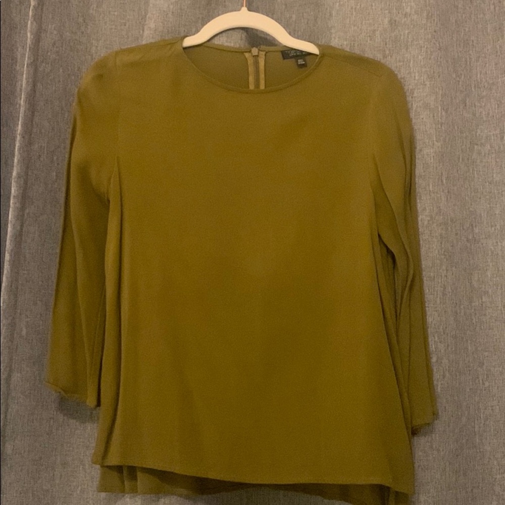Topshop Olive Green Flowy Sleeved Blouse